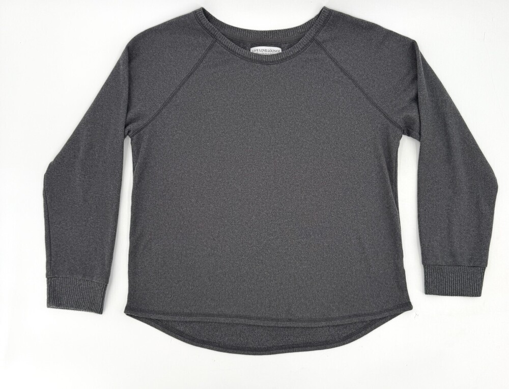 Live Love Lounge Sweater Womens Large Gray Long Sleeve Pullover Cozy Stretch Top